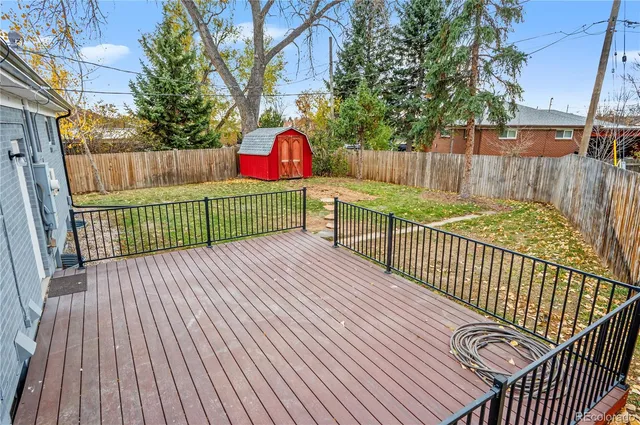 a view of a garden with a slide