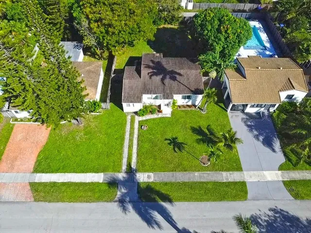 an aerial view of a house