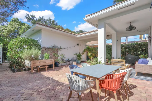 a outdoor space with furniture and garden view