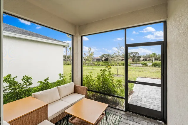 a living room with large window