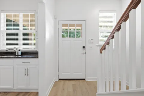 a view of an entryway with a window