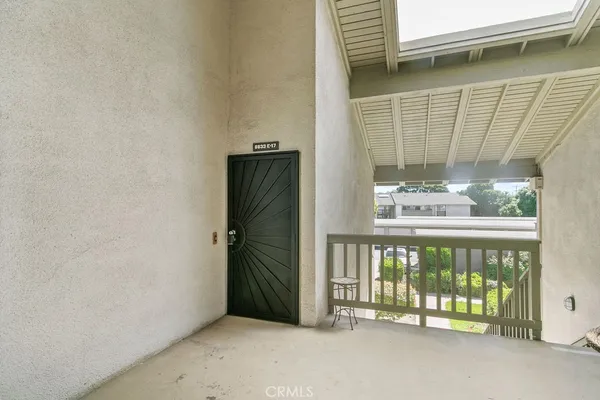 a view of porch with a window