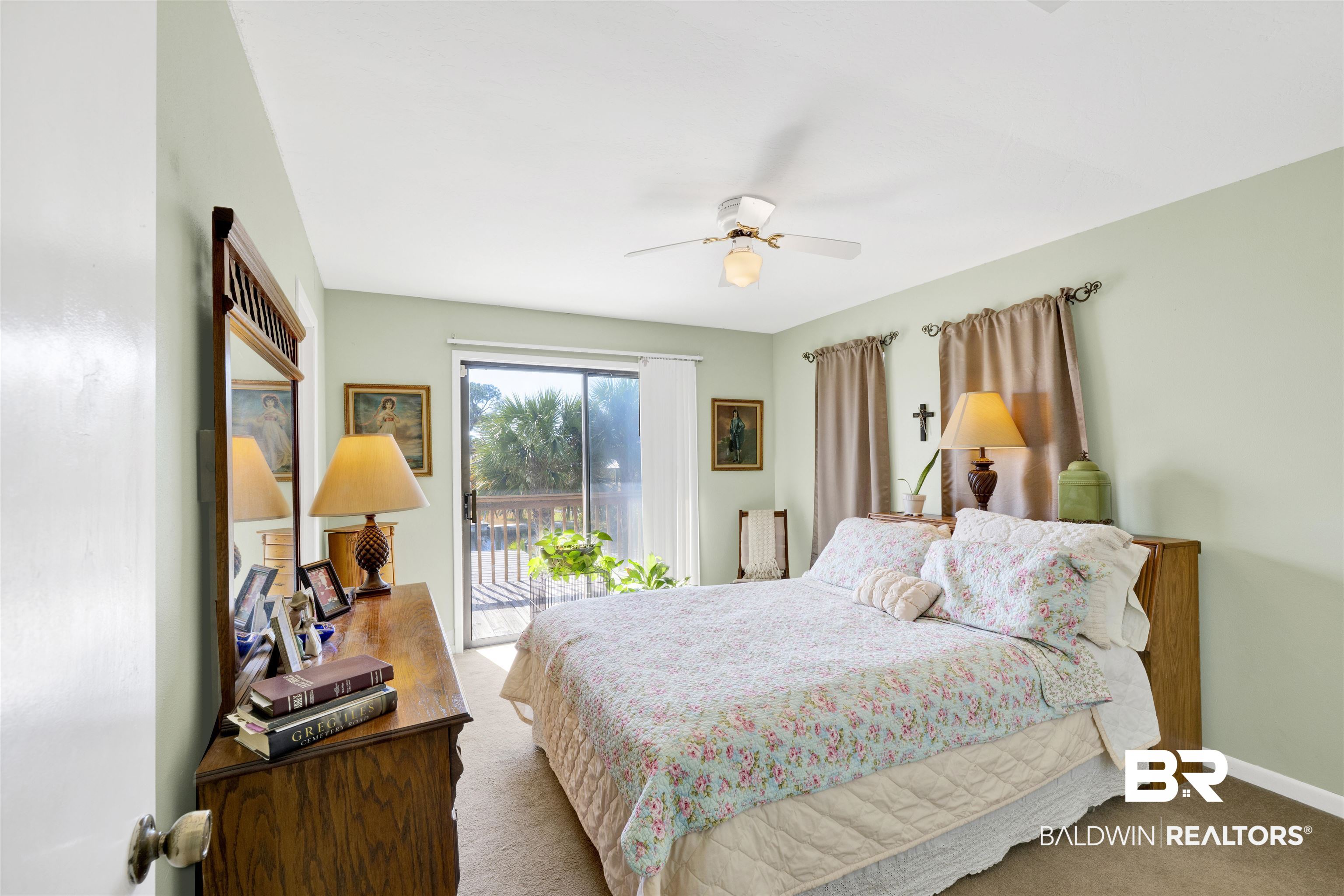 26222 Marina Road Orange Beach, AL 36561 - Photo 21 of 38 Bedroom with carpet, access to exterior, and ceiling fan
