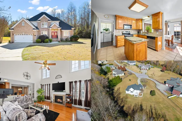 a view of living room kitchen with patio and fire pit