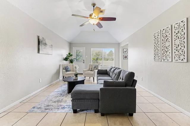 a living room with furniture