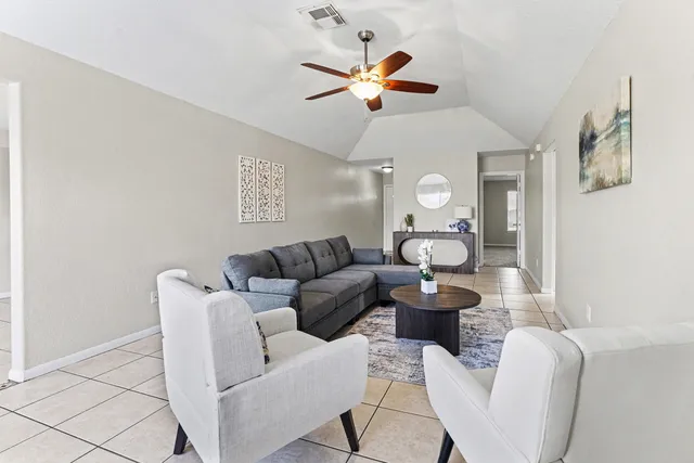 a living room with furniture
