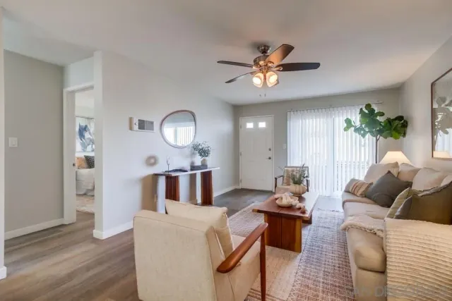 a living room with furniture