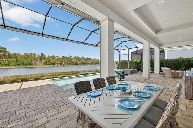 a view of an outdoor space with swimming pool
