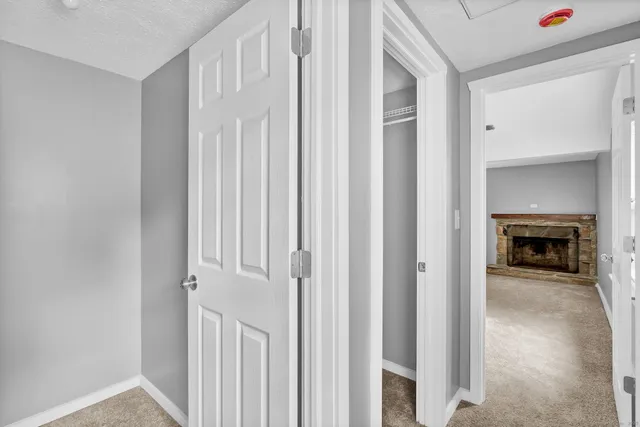 a view of a livingroom with a fireplace