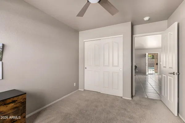 an empty room with closet
