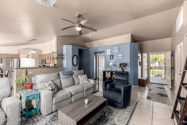 a living room with furniture