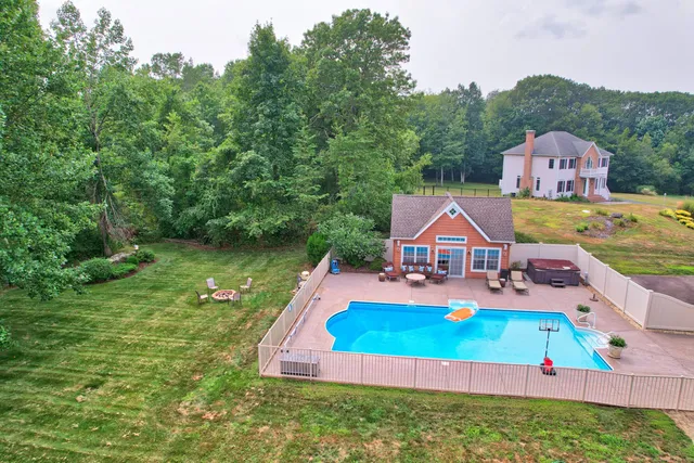 an aerial view of a house