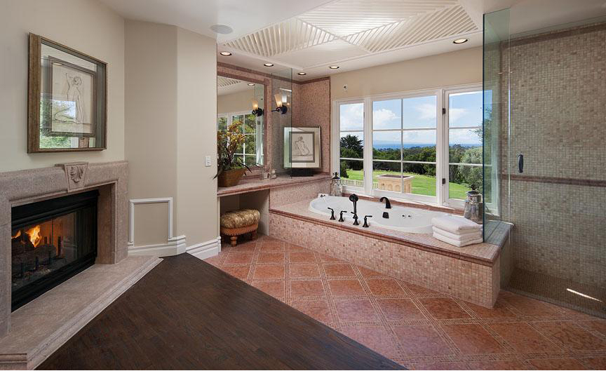 1565 Las Tunas Road Montecito, CA 93108 - Photo 8 of 11 a living room with fireplace furniture and a flat screen tv