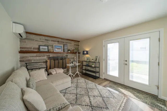 a living room with furniture