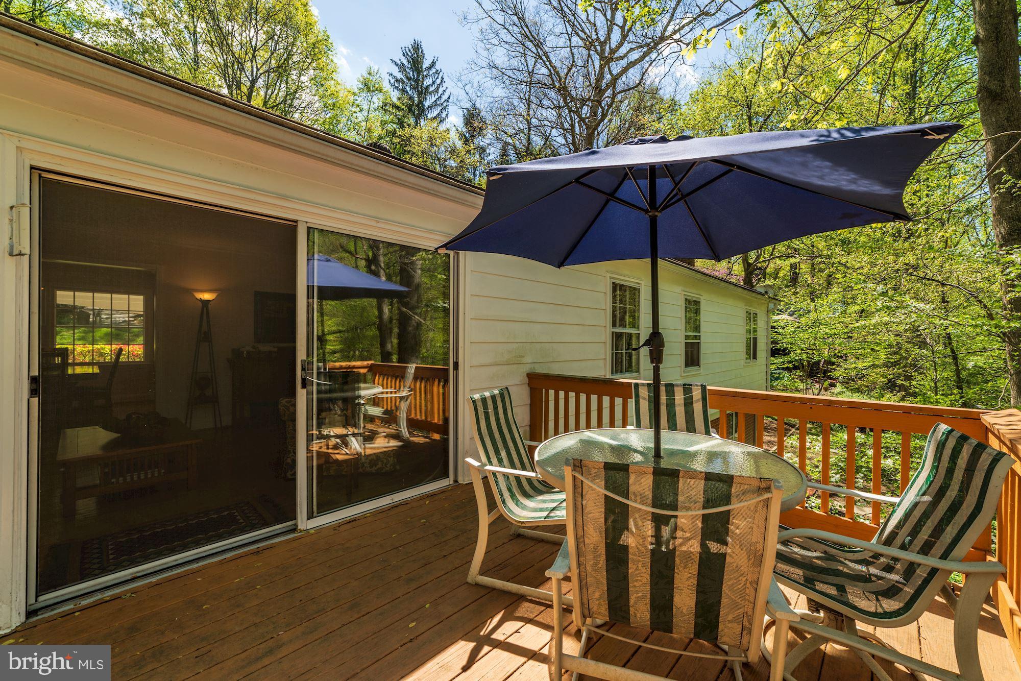 11310 Myrtle Lane Reston, VA 20191 - Photo 35 of 42 a patio with wooden floor a yard a table and chairs