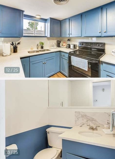 4723 Merwin Street Houston, TX 77027 - Photo 26 of 29 a kitchen with a sink a stove and cabinets