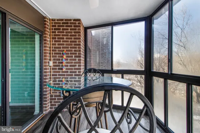 a view of a balcony with an outdoor space