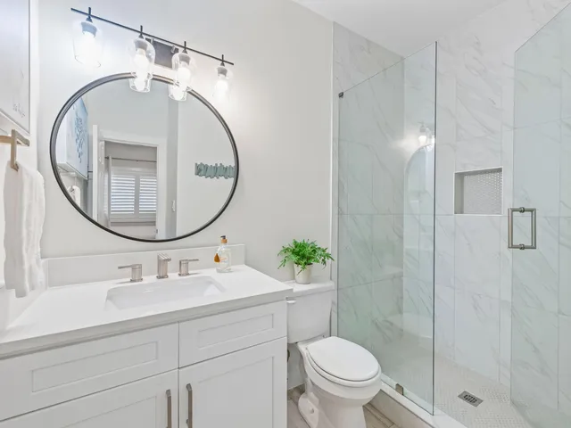 a bathroom with a shower