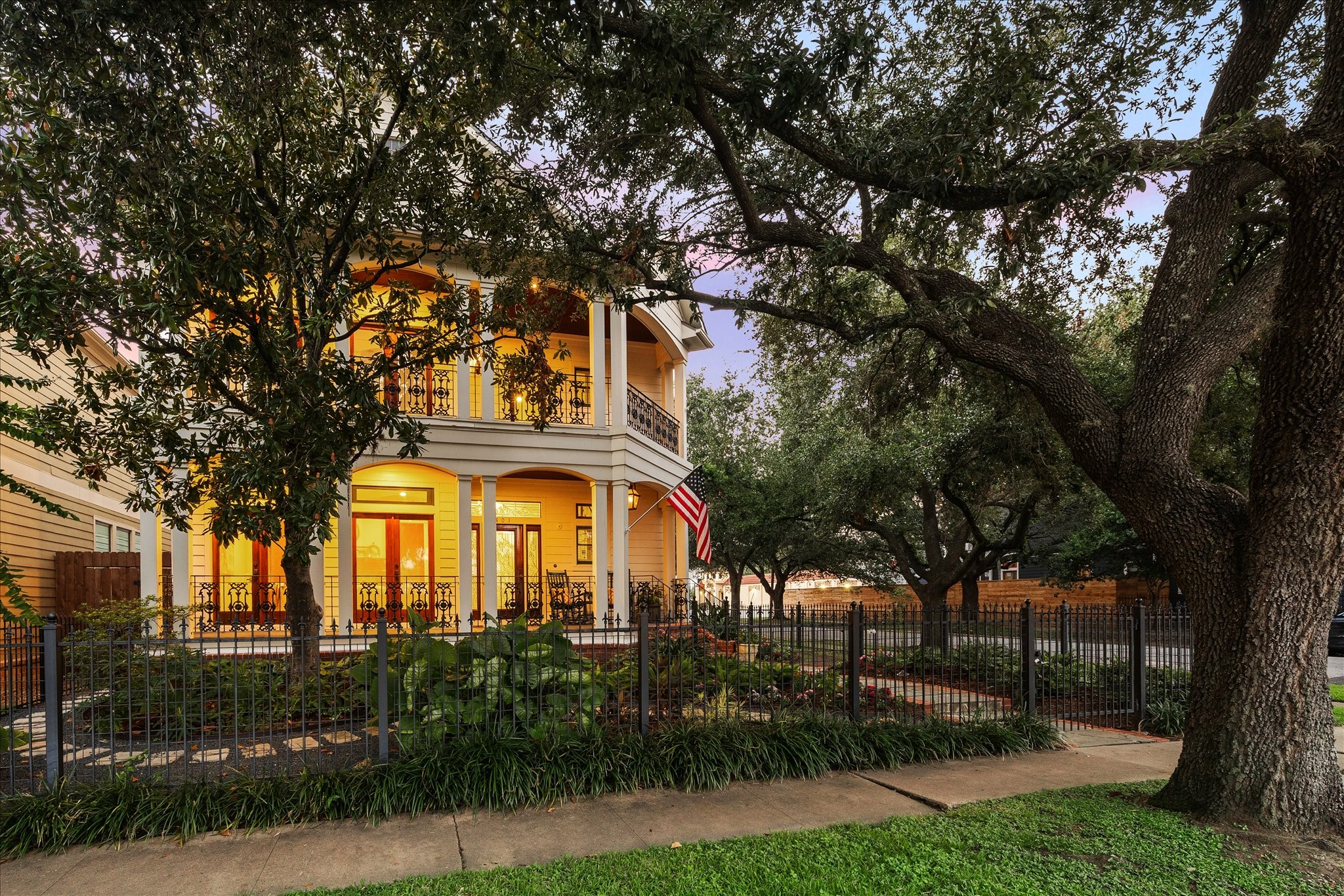 New-Orleans Inspired Home on a tree-lined corner.