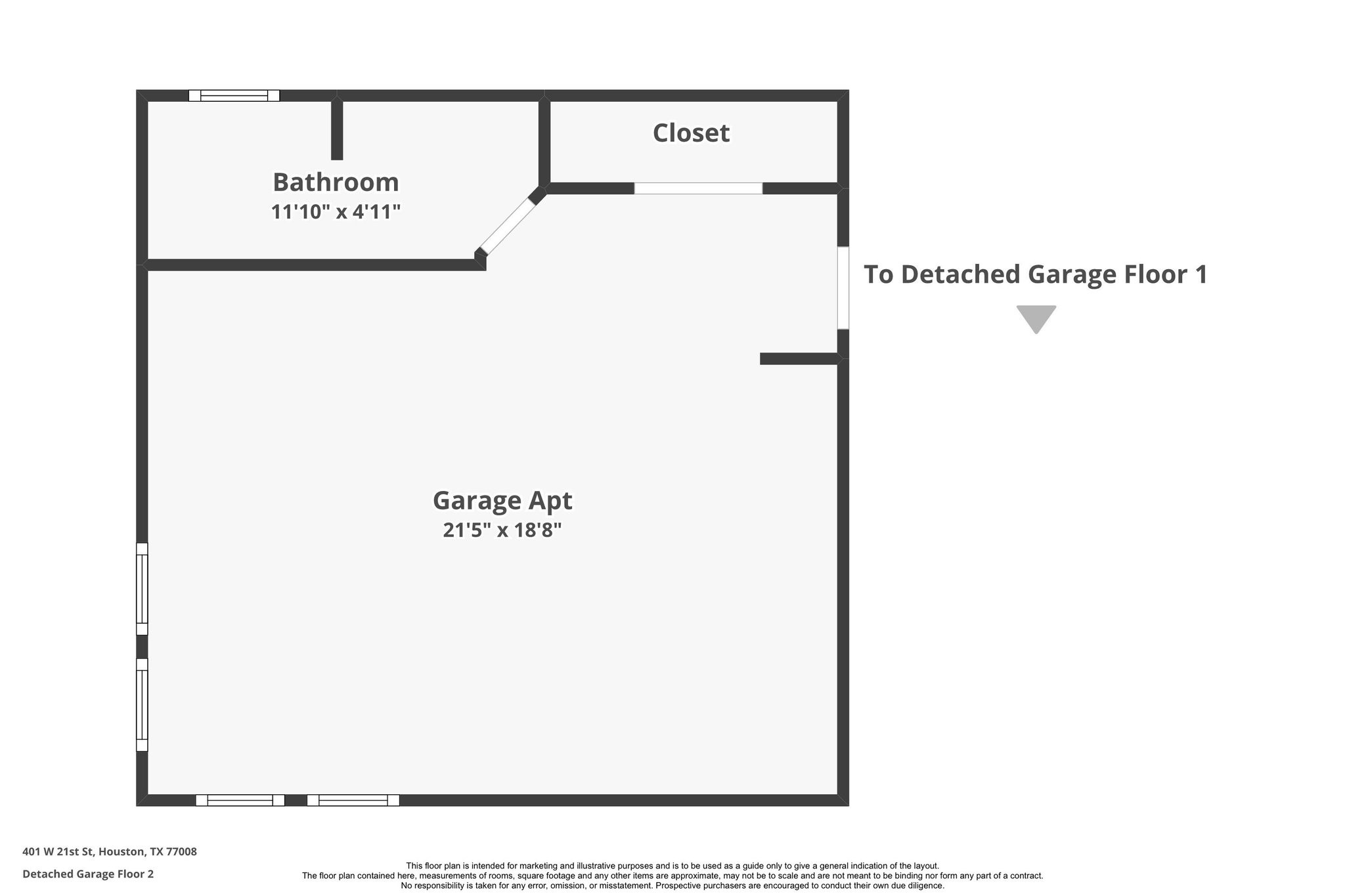 401 West 21st Street Houston, TX 77008 - Photo 50 of 50 Floorplan of Garage Apt with full kitchen not shown on floor plan