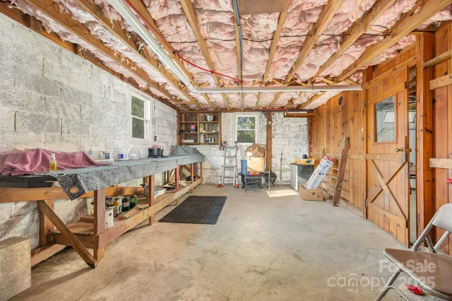 a view of a balcony with couch