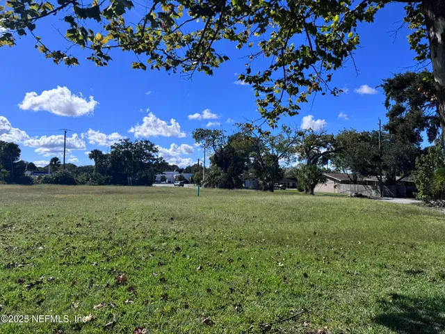 a view of a golf course with a tree