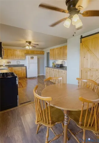 a dining table with wooden floor