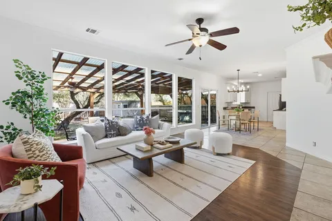 a living room with furniture