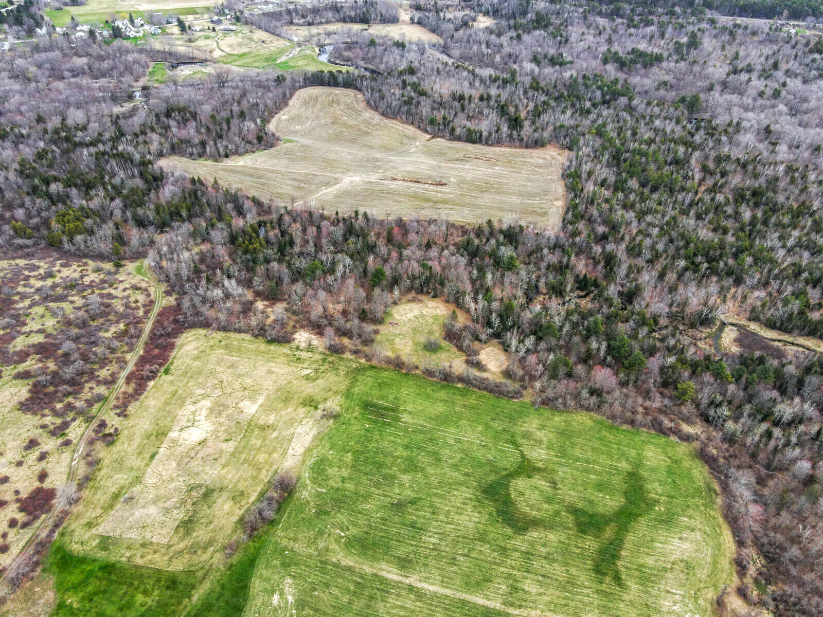 107 Quaker Hill Road Unity, ME 04988 - Photo 18 of 65 Aerial of fields on the 192 Acs