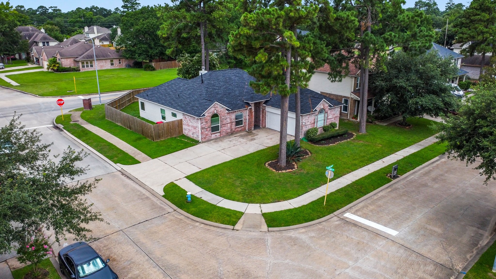 an aerial view of a house