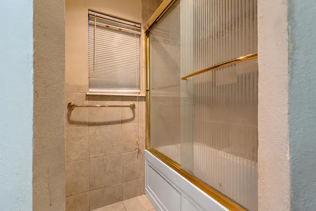 a bathroom with a bathtub