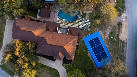 an aerial view of a house