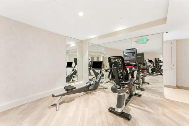 a view of a room with gym equipment