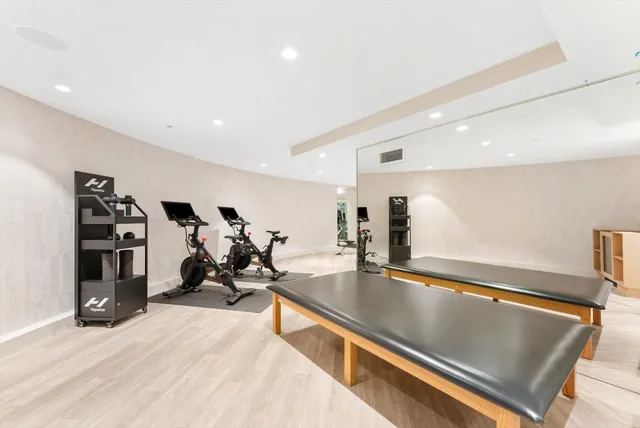 a view of a room with gym equipment