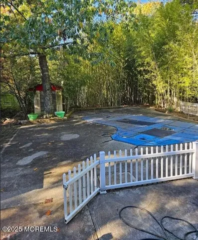 a view of a porch with a bench