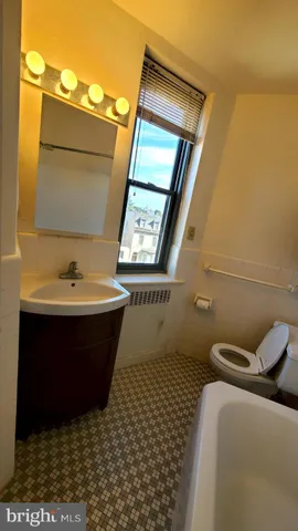 a bathroom with a bathtub