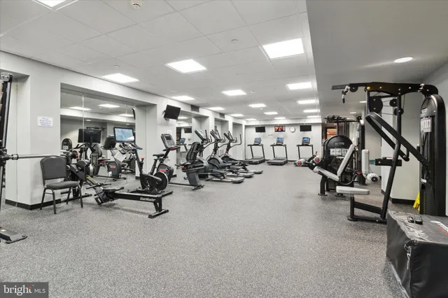 a view of a room with gym equipment