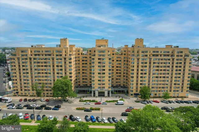 a view of a city with tall buildings