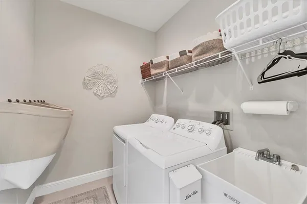 a blue bench sitting in front of a window