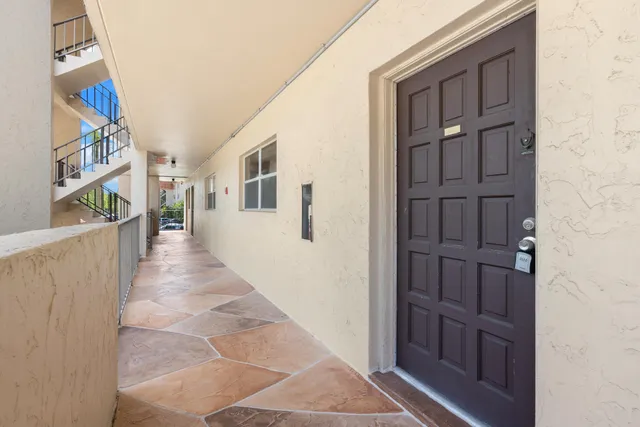 a hallway with windows