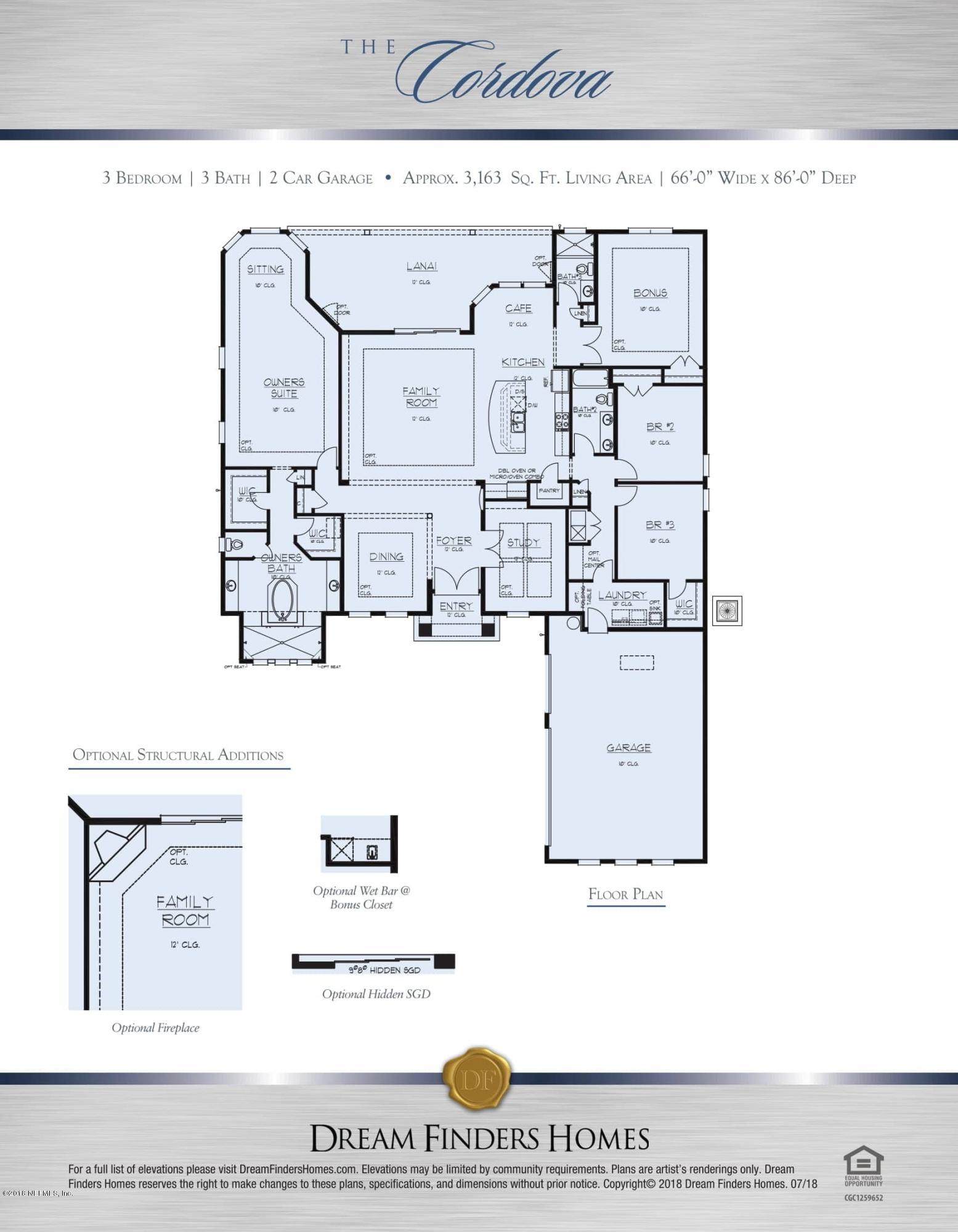 264 Topside Dr. St. Johns, FL 32259 - Photo 12 of 12 CORDOVA FLOORPLAN