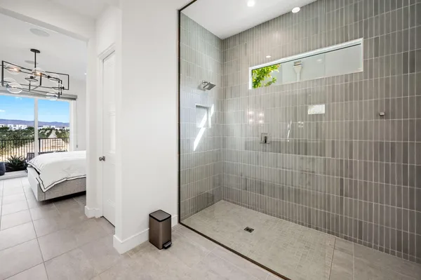 a bathroom with a bathtub