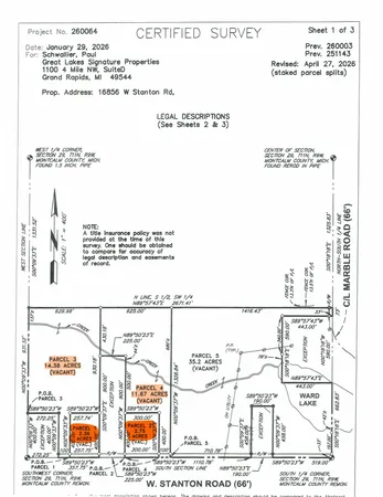 $345,000 | Parcel West Parcel W Stanton Road, Unit PARCEL 14, Trufant, MI 49347