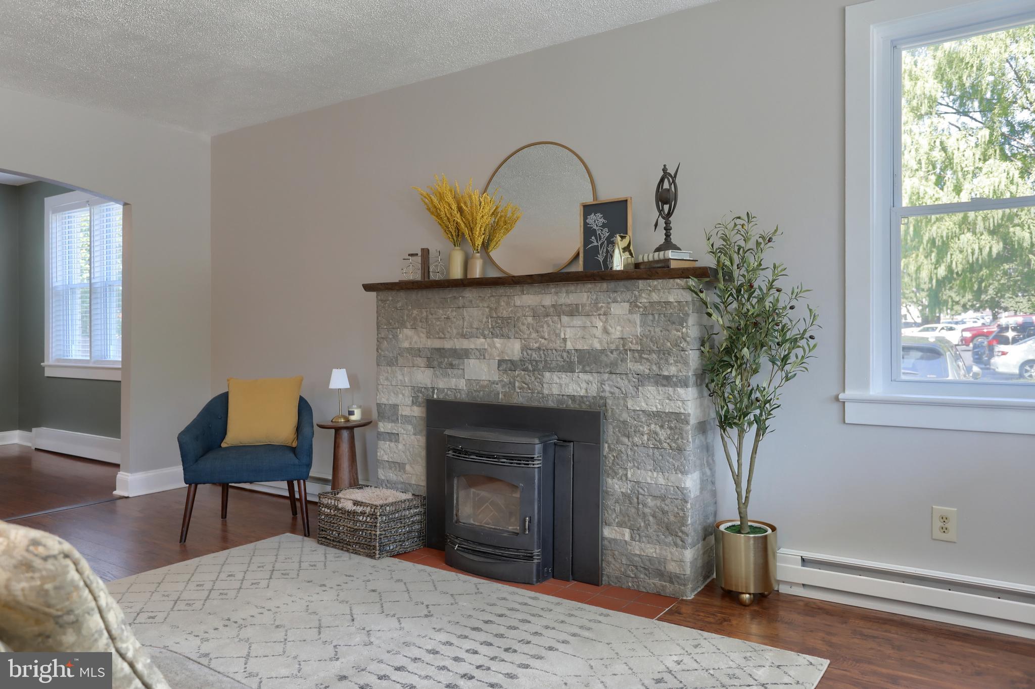 507 State Drive Lebanon, PA 17042 - Photo 7 of 31 Wood Pellet Stove with Live Edge Wood Mantel
