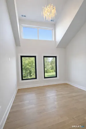 an empty room with windows