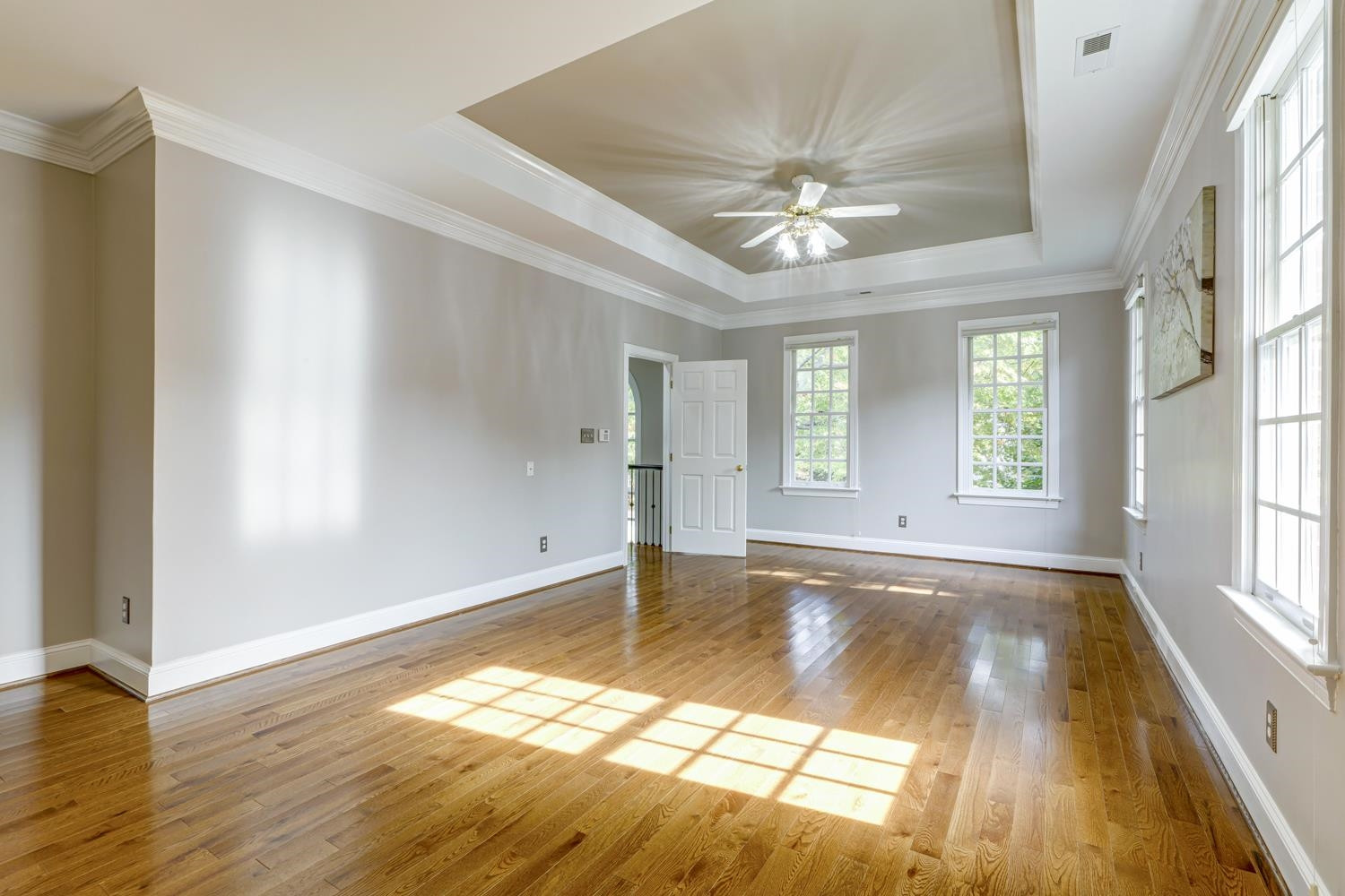 The owners suite has a beautiful trey ceiling with a fan. The HARDWOOD floors extend throughout the second floor bedrooms and hallway. The only carpeted rooms are the bonus and 3rd floor bedroom! Owners Suite