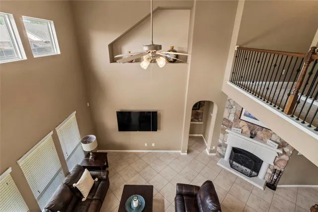 a view of livingroom with furniture and fireplace