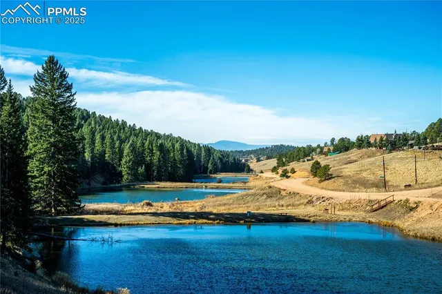 a view of a swimming pool with an ocean view