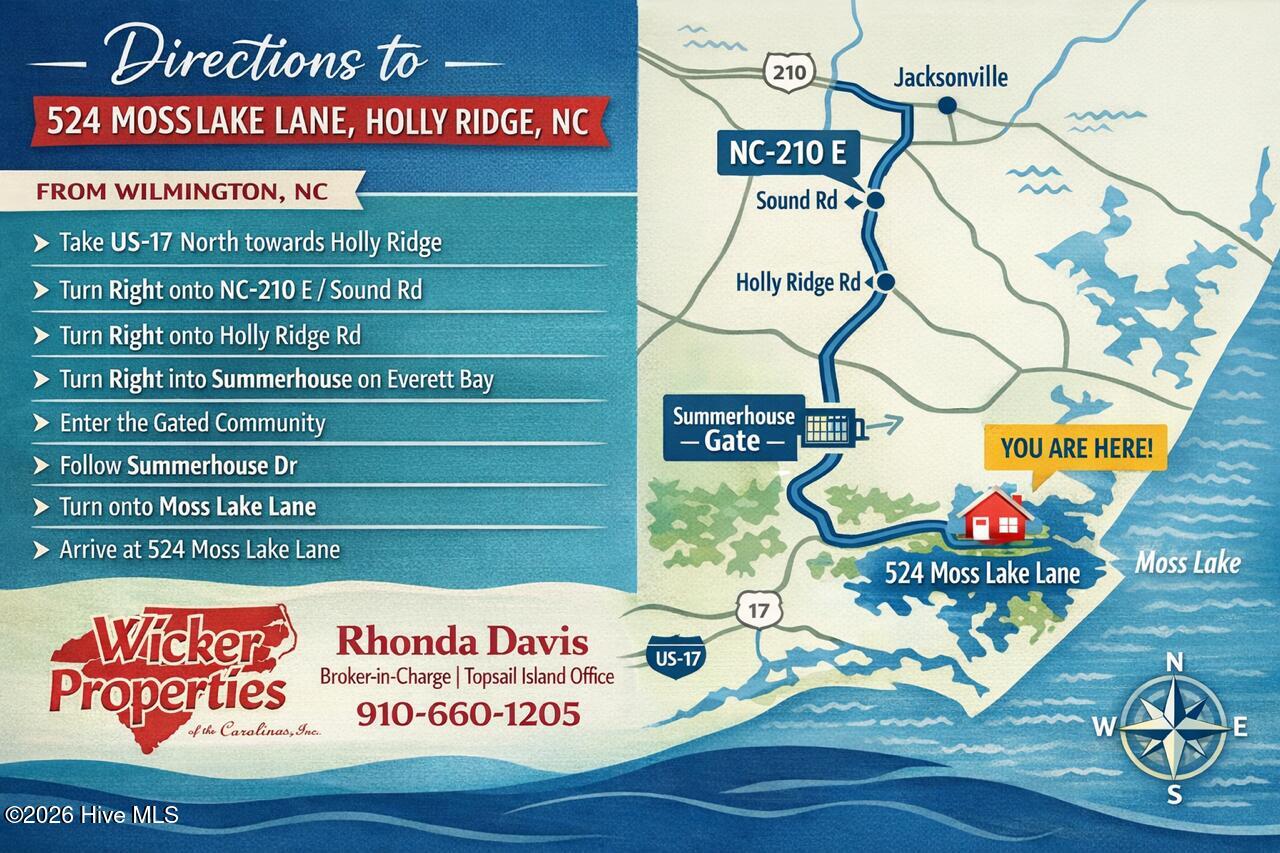 524 Moss Lake Lane Holly Ridge, NC 28445 - Photo 2 of 43 Directions Postcard