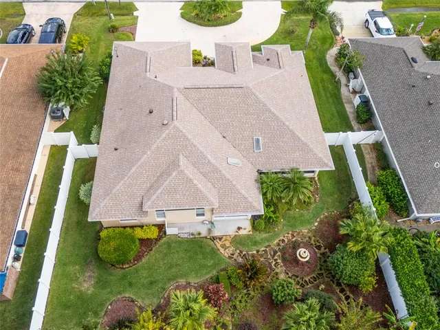 an aerial view of a house